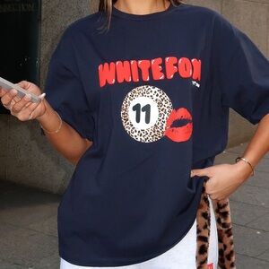 White Fox Boutique Navy Graphic Tee